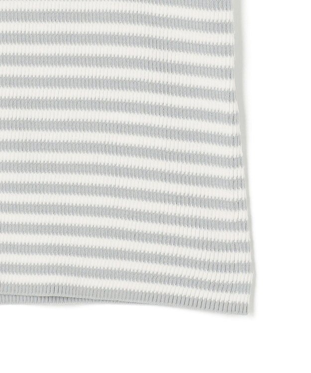 ICB L オーガニックコットン リブニット スモーキーサックス×オフホワイト