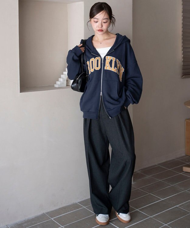 WEGO グラフィックBIGZIPパーカー ネイビー