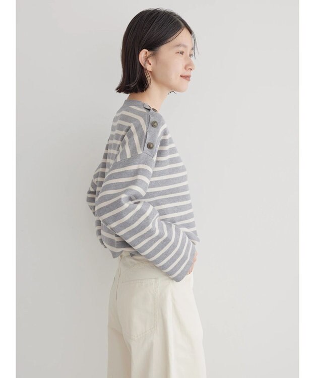 AMERICAN HOLIC バイパチショルダーボタンニットプルオーバー Gray Mixture