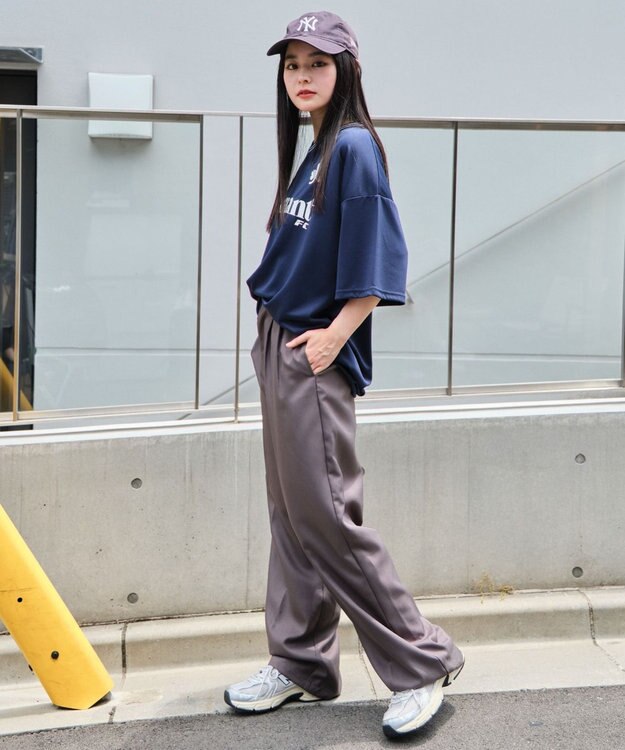 WEGO 【２点セット/ユニセックス着用ITEM/吸水速乾】アクセ付きメッシュロゴT（SS） ネイビー