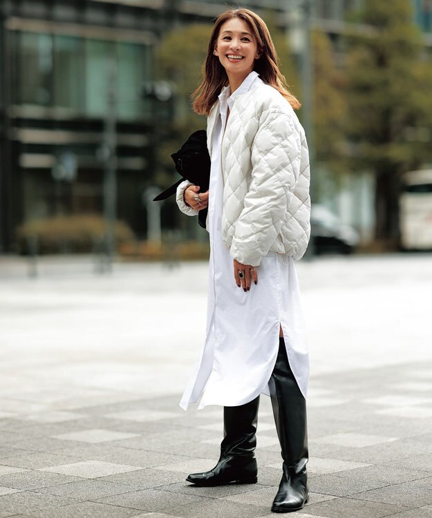 UNFILO 【TAION×UNFILO】キルティングダウン ショート丈ブルゾン アイボリー