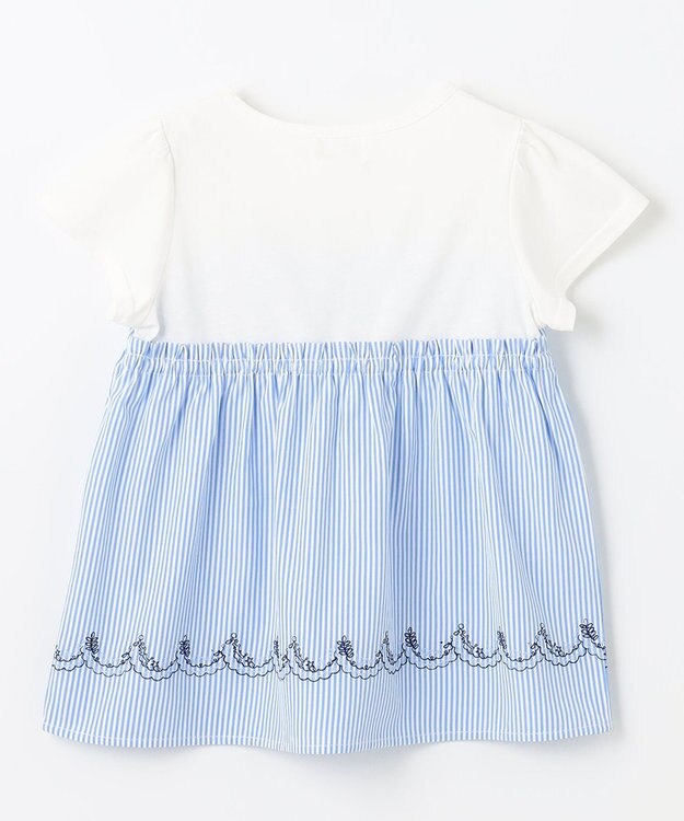 組曲 KIDS 【150-160cm】ビーチコーミングストライプ Tシャツ シーブルー系1