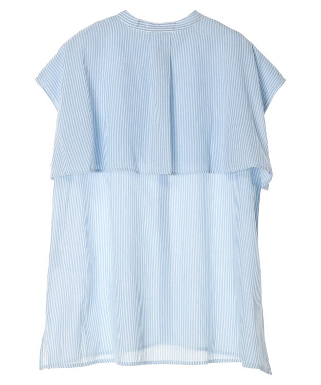 CRAFT STANDARD BOUTIQUE インド綿フリルブラウス Stripe Sax