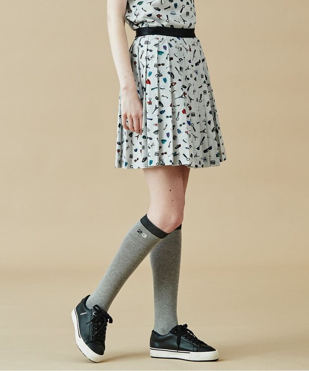 23区GOLF 【WOMEN】PARISモチーフプリント プリーツスカート ライトグレー系5