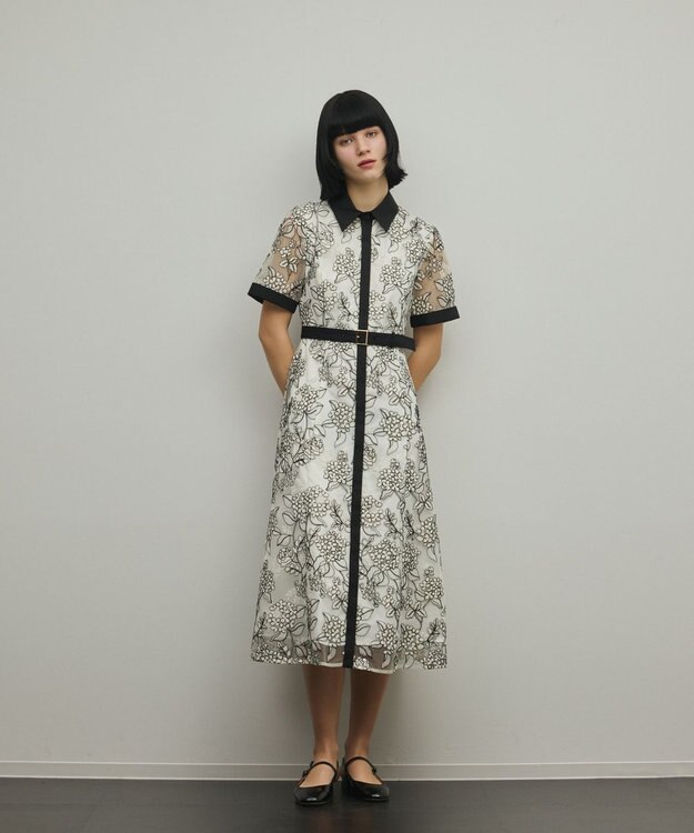 GRACE CONTINENTAL フラワーコード刺繍ワンピース キナリ