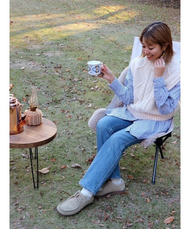 Green Parks ケーブルニットベスト Ivory