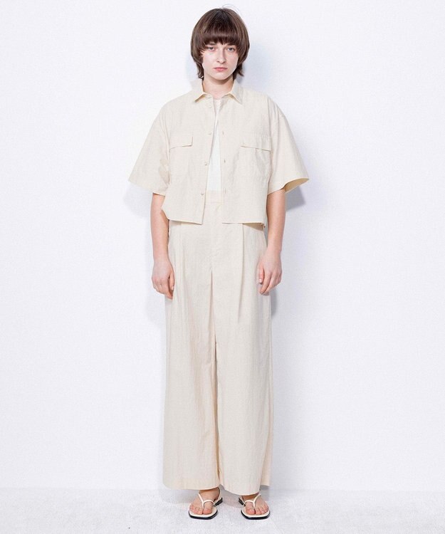 NAVE 【ReNAVE・洗える/撥水加工/接触冷感/UVケア/セットアップ】ナイロンタスラン シャツ アイボリー系