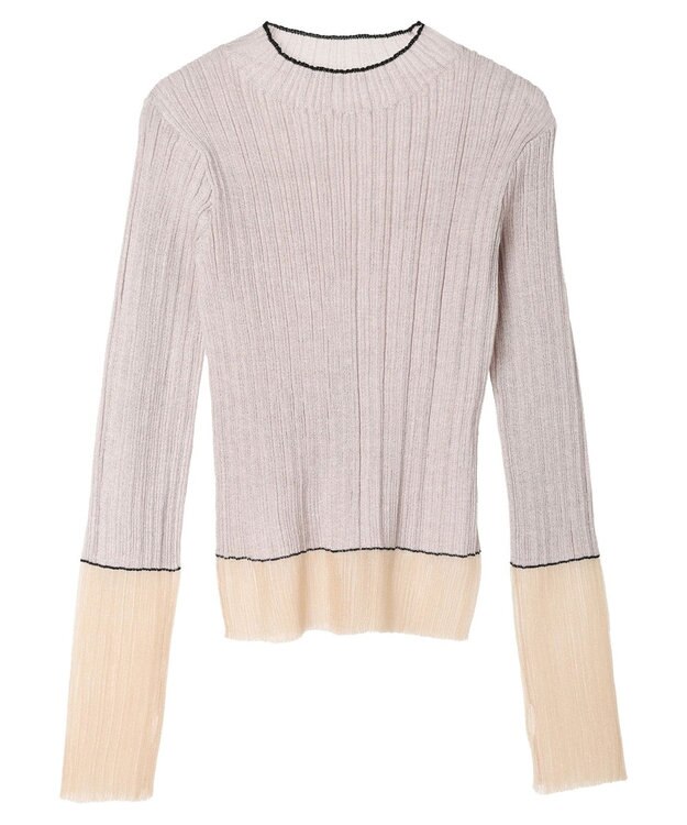 earth music&ecology シアー配色リブプルオーバー Beige