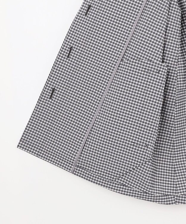 J.PRESS LADIES Lightストレッチチェック スタンドカラー コート ダークネイビーギンガム系