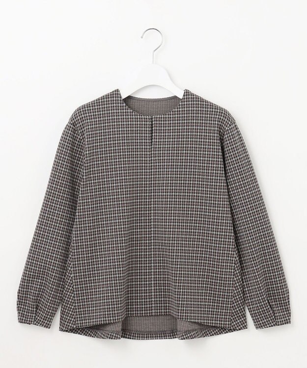 J.PRESS LADIES L ガンクラブチェック ペプラム カットソー ブラウン系3