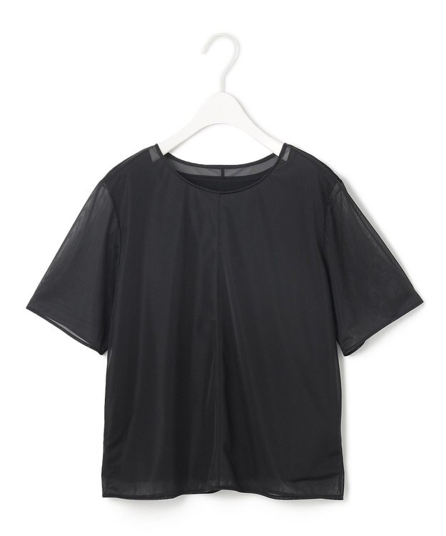 ICB L 【洗える】ハイゲージチュールコンビ カットソー ブラック系