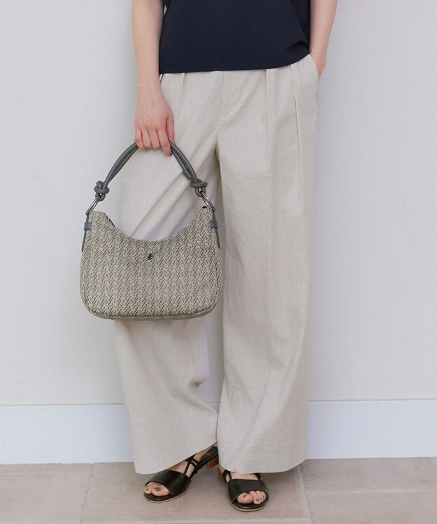 自由区 【セットアップ対応・洗える】リネンビスコースストレッチワイド パンツ フラックス