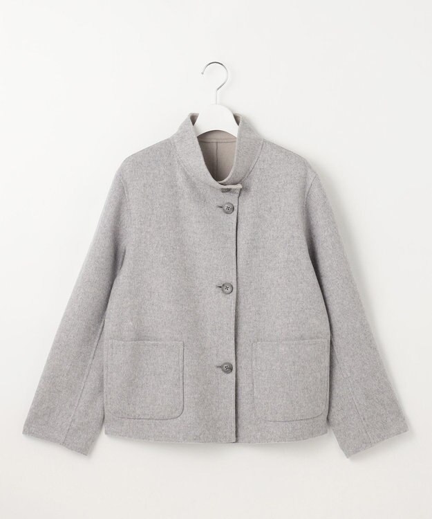 J.PRESS LADIES 【リバーシブル】ウールナイロンリバー スタンドカラー コート ライトグレー×ベージュ系
