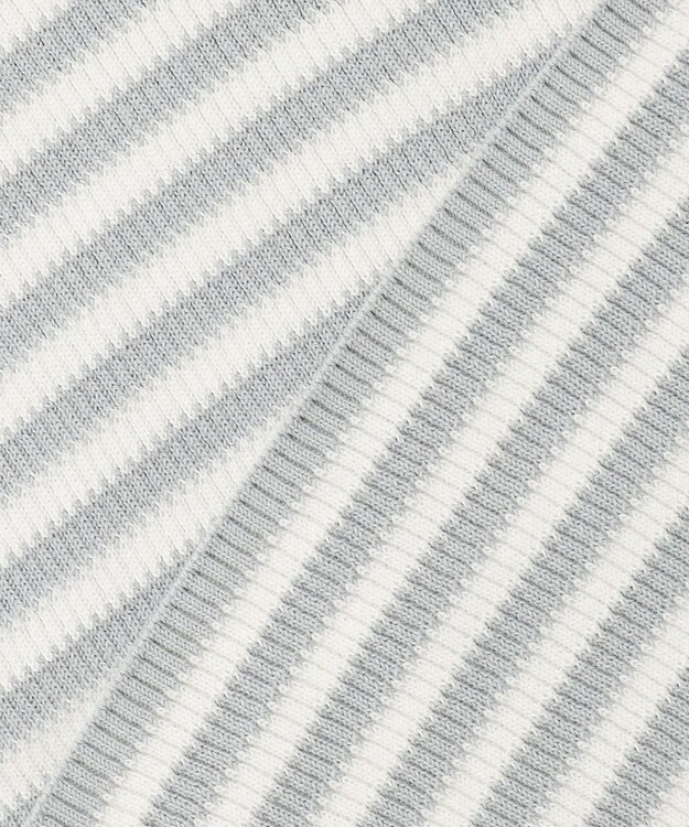 ICB L オーガニックコットン リブニット スモーキーサックス×オフホワイト