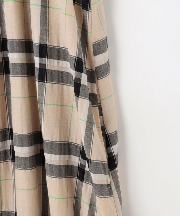 自由区 【カタログ掲載・洗える】シアーブライトチェック ワンピース ベージュ