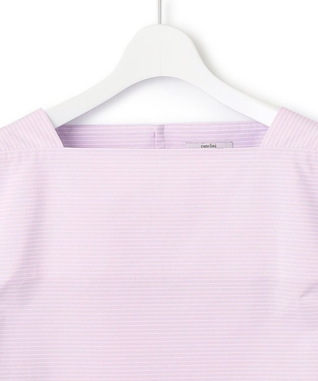 23区 S 【Oggi4月号掲載/洗える】CANCLINI デザインスリーブ ブラウス ラベンダーストライプ