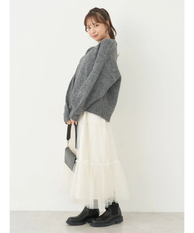 earth music&ecology ファンシーヤーンメランジプルオーバー Dark Gray Mixture