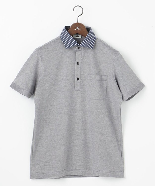 JOSEPH ABBOUD 【速乾 / お手入れ簡単】 猛暑に最適！シャンブレーポロシャツ ライトグレー系