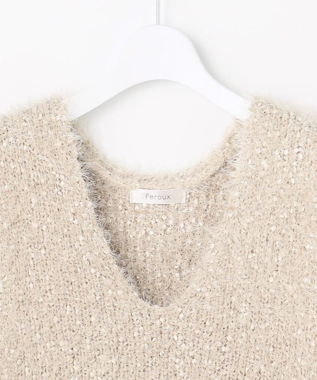 Feroux ジレ付きニット ワンピース ベージュ系