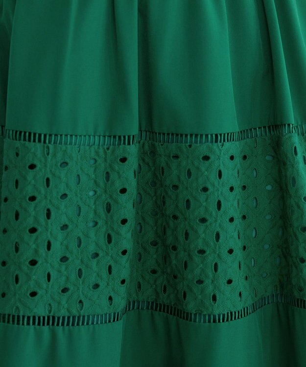 Tiaclasse L 【新色追加・洗える】幅広く活躍が期待できるレース切替スカート グリーン