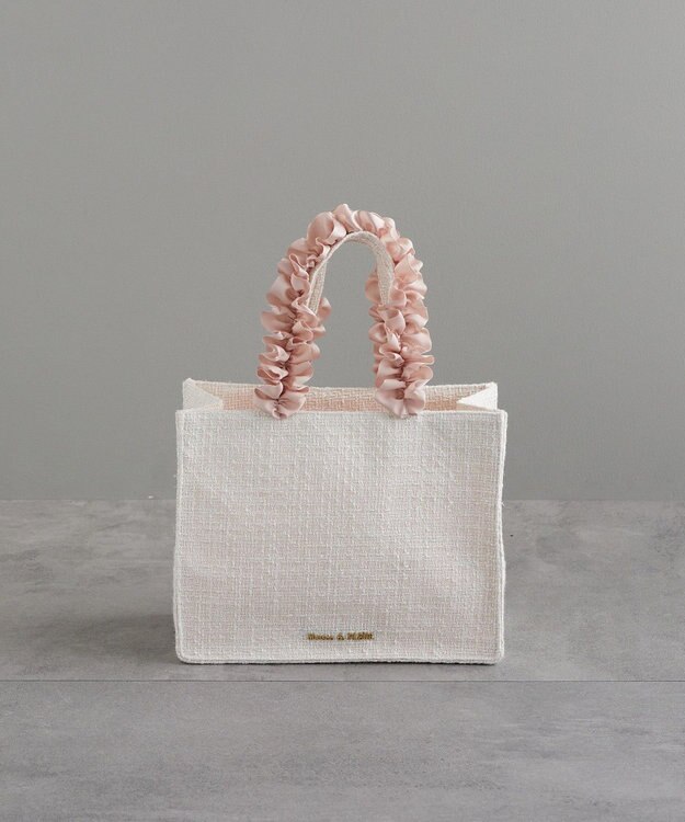 Maison de FLEUR ツイードフリルハンドルスクエアトートSバッグ Ivory