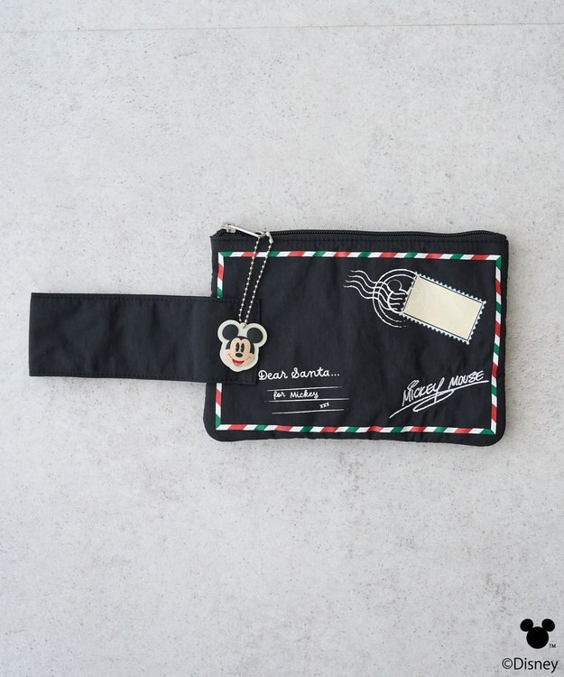 earth music&ecology 【予約】Disney/ミッキーチャーム付きレターモチーフポーチ ブラック