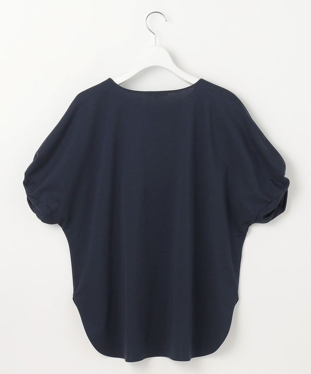 自由区 S 【接触冷感・UVカット・吸水速乾・抗菌防臭・洗える】ハイツイストポンチスリーブディティール カットソー ネイビー