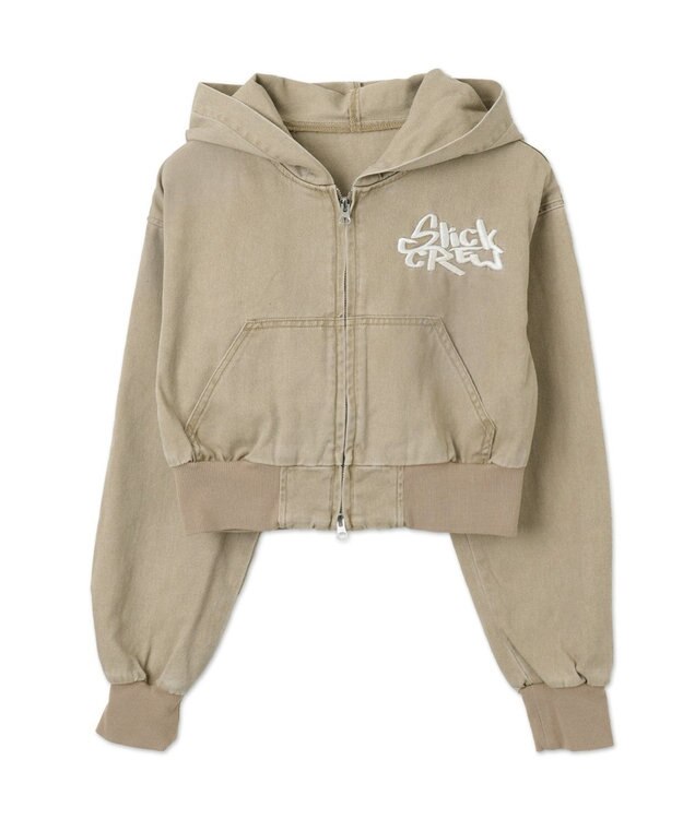 WEGO ヴィンテージウォッシュショートフードブルゾン ベージュ