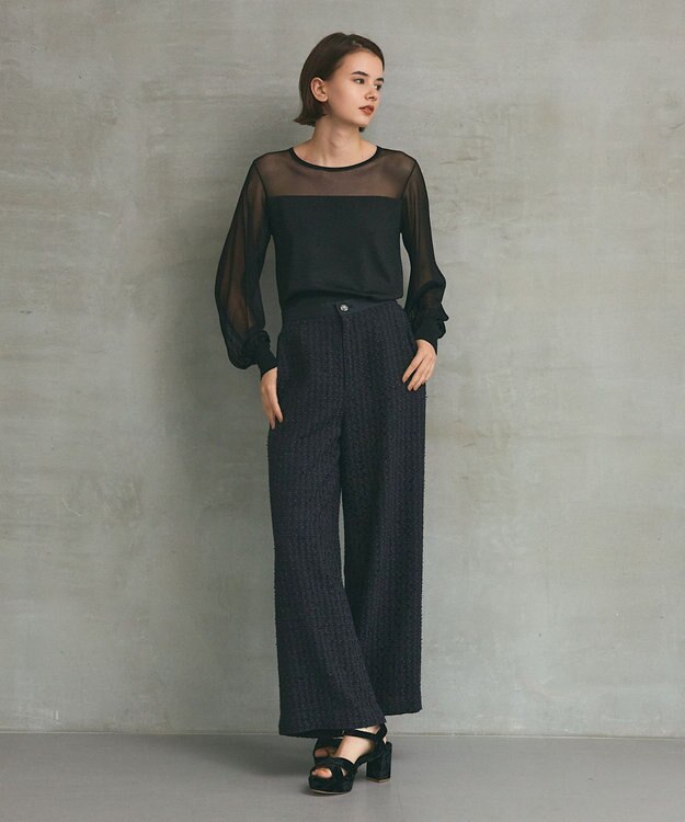 GRACE CONTINENTAL ツイードイージーパンツ ブラック