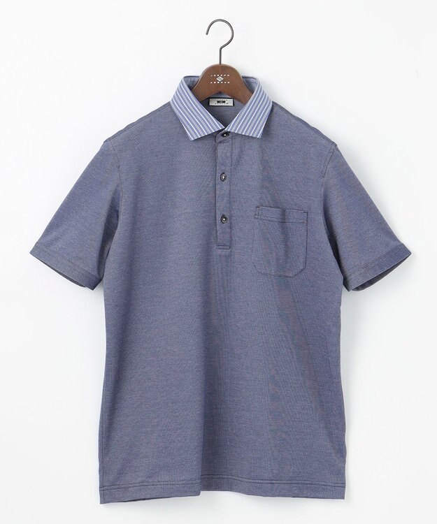 JOSEPH ABBOUD 【速乾 / お手入れ簡単】 猛暑に最適！シャンブレーポロシャツ ネイビー系