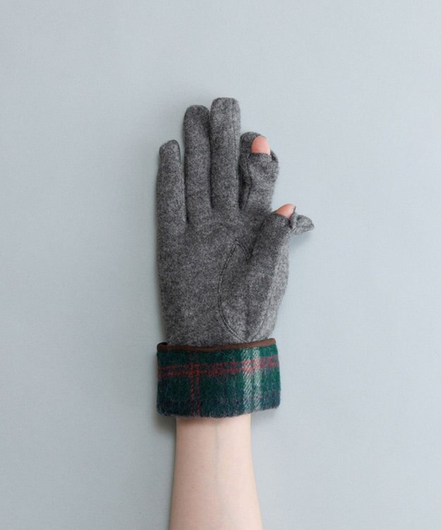 ORuKuBET タータンチェックカフスジャージグローブ(WOMEN)【タッチパネル対応】 ダークグレー