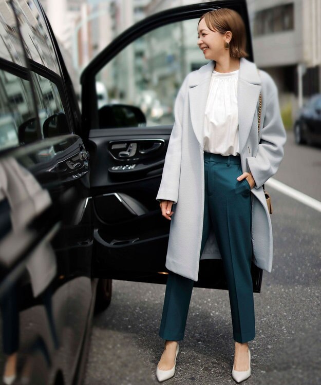 ANY SIS 【蓄熱効果】サーモトロン 2WAYストレッチ テーパードパンツ ディープグリーン