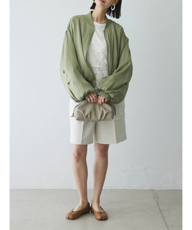 Green Parks AnriettMusee シャーリングスリーブＴシャツ＋レースキャミソールＳＥＴ Off White