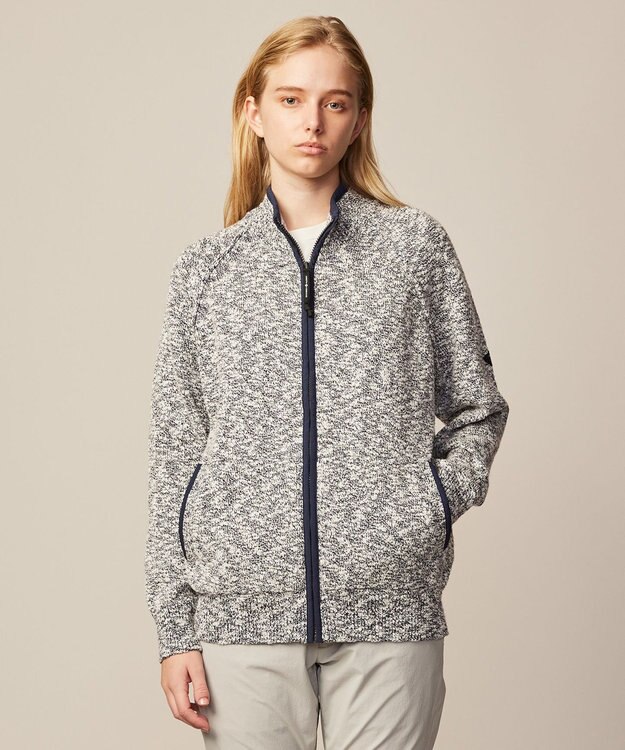 JOSEPH ABBOUD MOUNTAIN 【洗える・イタリア糸使用】 コットンスラブ ニット ブルゾン ネイビー系1