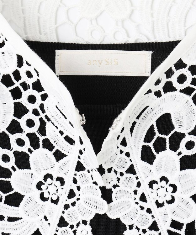 ANY SIS 【2WAY】レース襟付き ニット ブラック