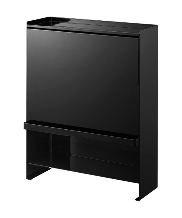 tower 前が開く 隠せる調味料ラック タワー ブラック ブラック