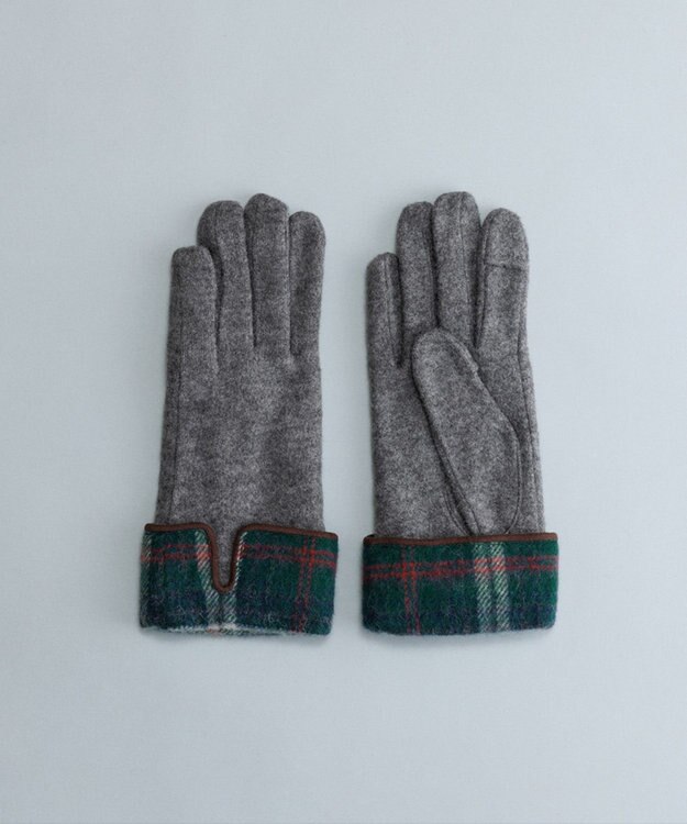 ORuKuBET タータンチェックカフスジャージグローブ(WOMEN)【タッチパネル対応】 ダークグレー