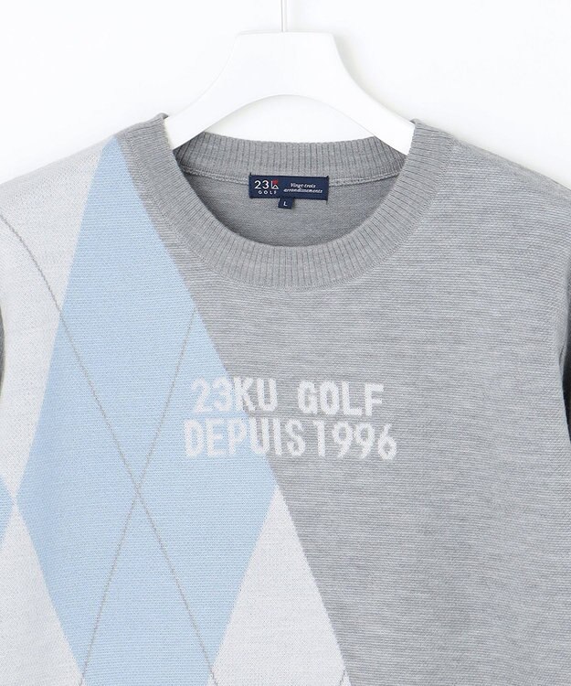 23区GOLF 【MEN】【ウォッシャブル】ウールブレンド アーガイル ニット ライトグレー系5