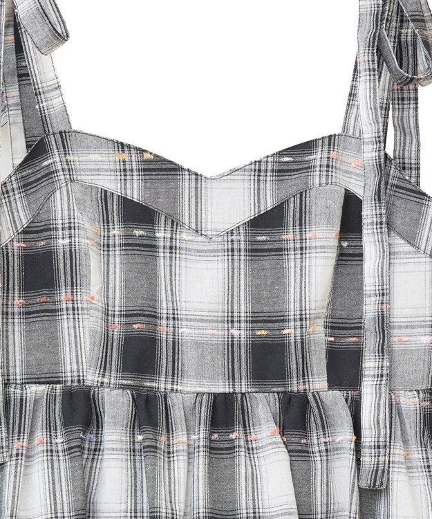 earth music&ecology チェックパターンバルーンキャミビスチェ Black