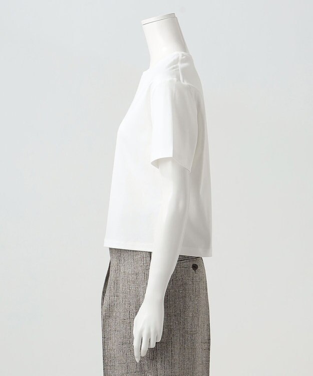 23区 【エステータ】スーピマコットン プレミアムジャージー 半袖クロップド丈Tシャツ ホワイト系