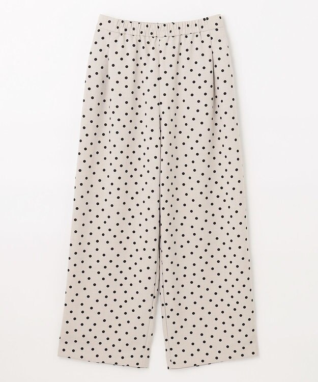 ANY 【洗濯機可能/ウエストゴム/ポケット付】リネンライク ドット柄パンツ ベージュベース