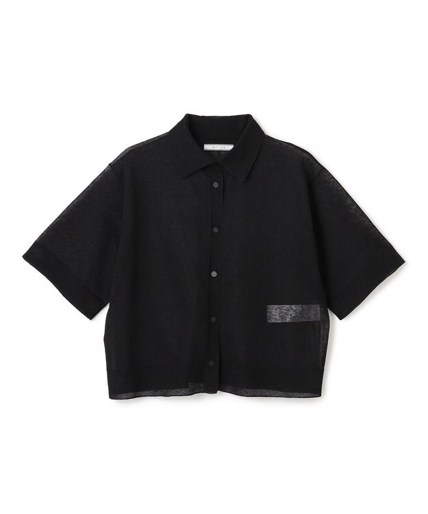 BEIGE， 【洗える・Oggi10月号掲載】MILANO / リネン混シアーポロカラーニット Black