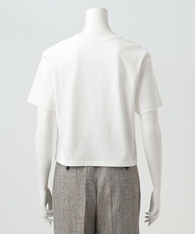 23区 【エステータ】スーピマコットン プレミアムジャージー 半袖クロップド丈Tシャツ ホワイト系