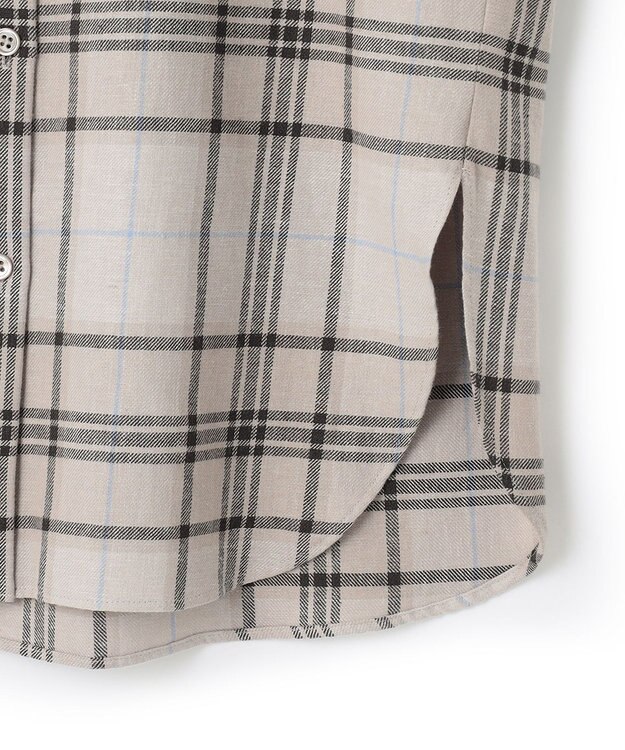 ICB 【洗える】コットンカポックチェック シャツ アイボリー系チェック柄