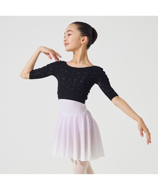 Chacott 【ノーソーイングニット】ジュニア ノーソーイングショートトップ ブラック