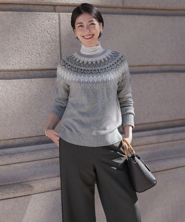 J.PRESS LADIES L タートルジャージー カットソー シルバーラメ系