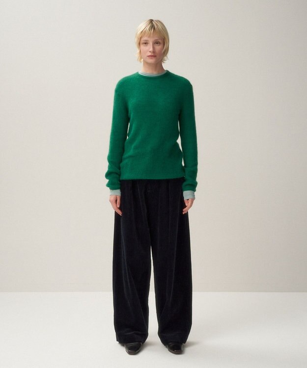 ATON 5W COTTON CORDUROY | タックワイドパンツ NAVY