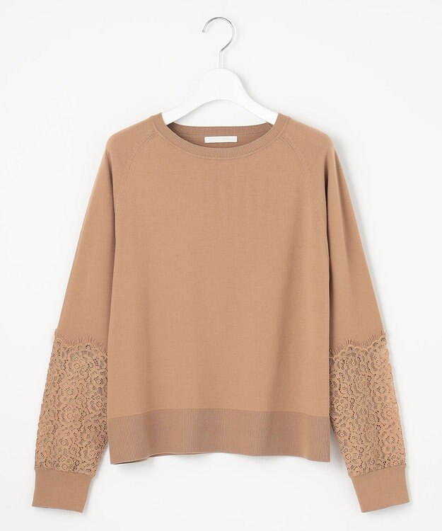 自由区 【洗える】レースコンビ ニット ベージュ