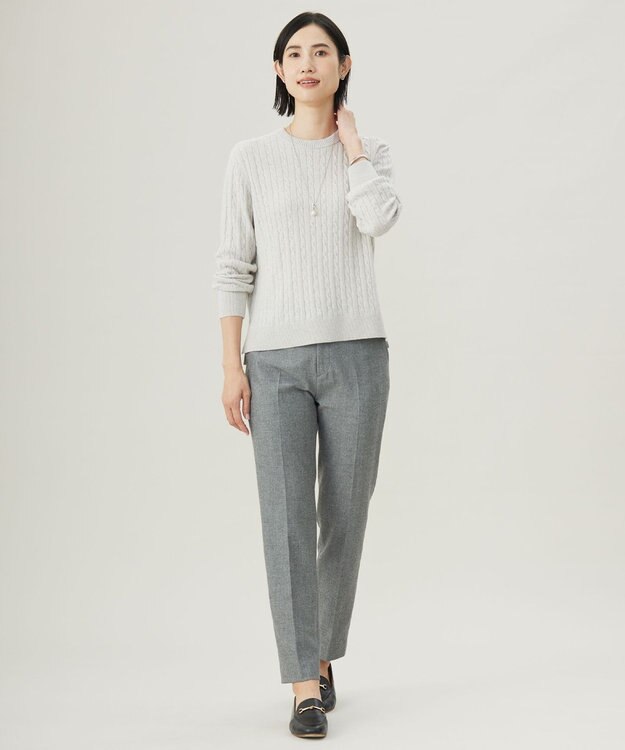 J.PRESS LADIES 【洗える】WOOL BLEND AIR クルーネック ニット ライトグレー系