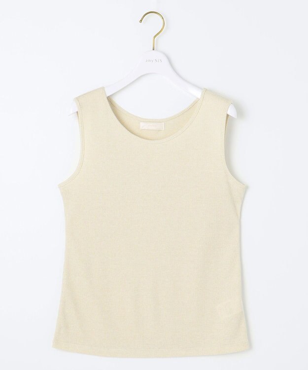 ANY SIS ラメテレコ タンクトップ シャンパン